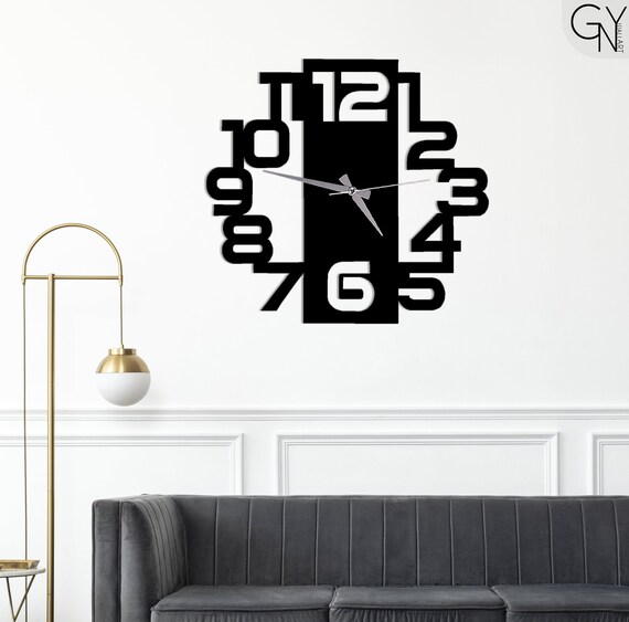 Numbers Large Wall Clock Modern Wall Clock Oversized Wall Etsy