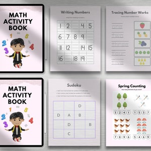 Cahier d'exercices de mathématiques et d'apprentissage pour les enfants d'âge préscolaire | Compter, additionner, tracer des nombres, formes et plus - Feuilles de travail pour le programme de la maternelle