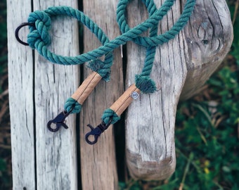 Twisted Cotton Dog Leash | rope line | 2-way adjustable | 100% Handmade | rope | green dog leash | Beach line | Boho leash