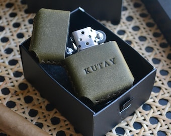 Personalized Leather Zippo Case, Leather Zippo Cover, unique gift for smoker, leather pouch for zippo, personalized case, no inlude zippo