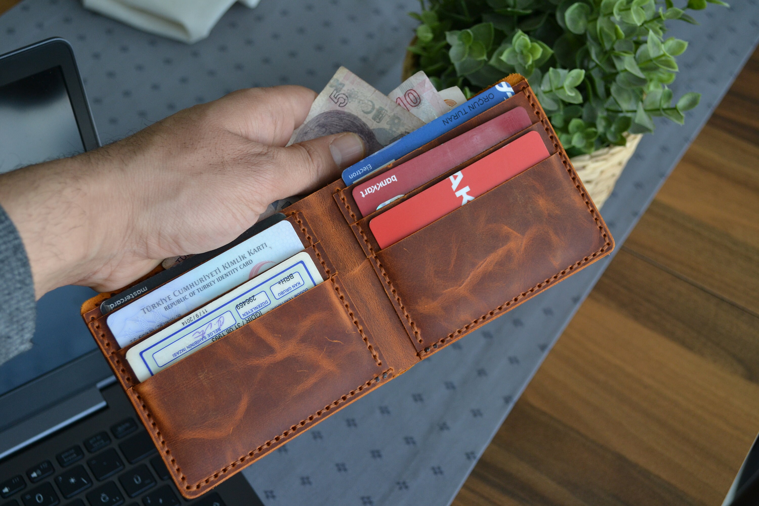 Brown Leather Wallet - Etsy