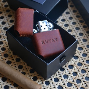 Personalized Leather Zippo Case, Leather Zippo Cover, unique gift for smoker, leather pouch for zippo, personalized case, no include zippo