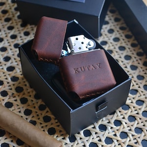 Custodia Zippo in pelle personalizzata, custodia Zippo in pelle, regalo unico per fumatori, custodia in pelle per Zippo, custodia personalizzata, Zippo non incluso