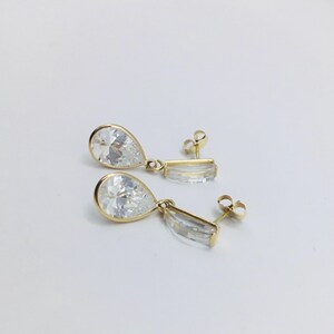 Elegant 14K Yellow Gold CZ Stud Earrings - 2.8g, 25 mm