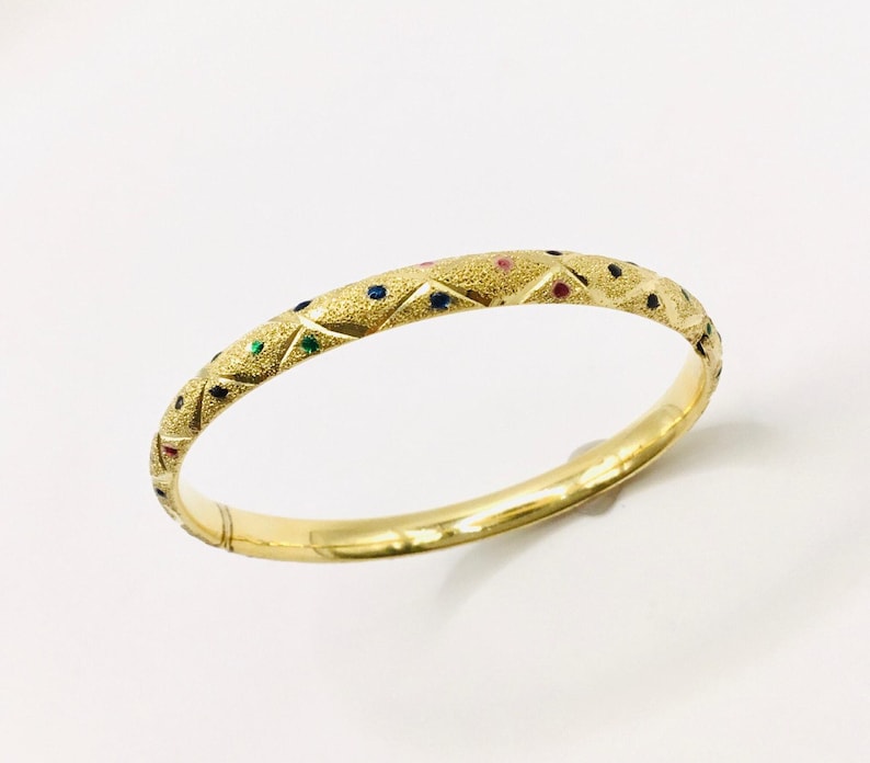 14k Yellow Gold Bracelet: Diamond Pattern Inlays, Small Wrists - Etsy