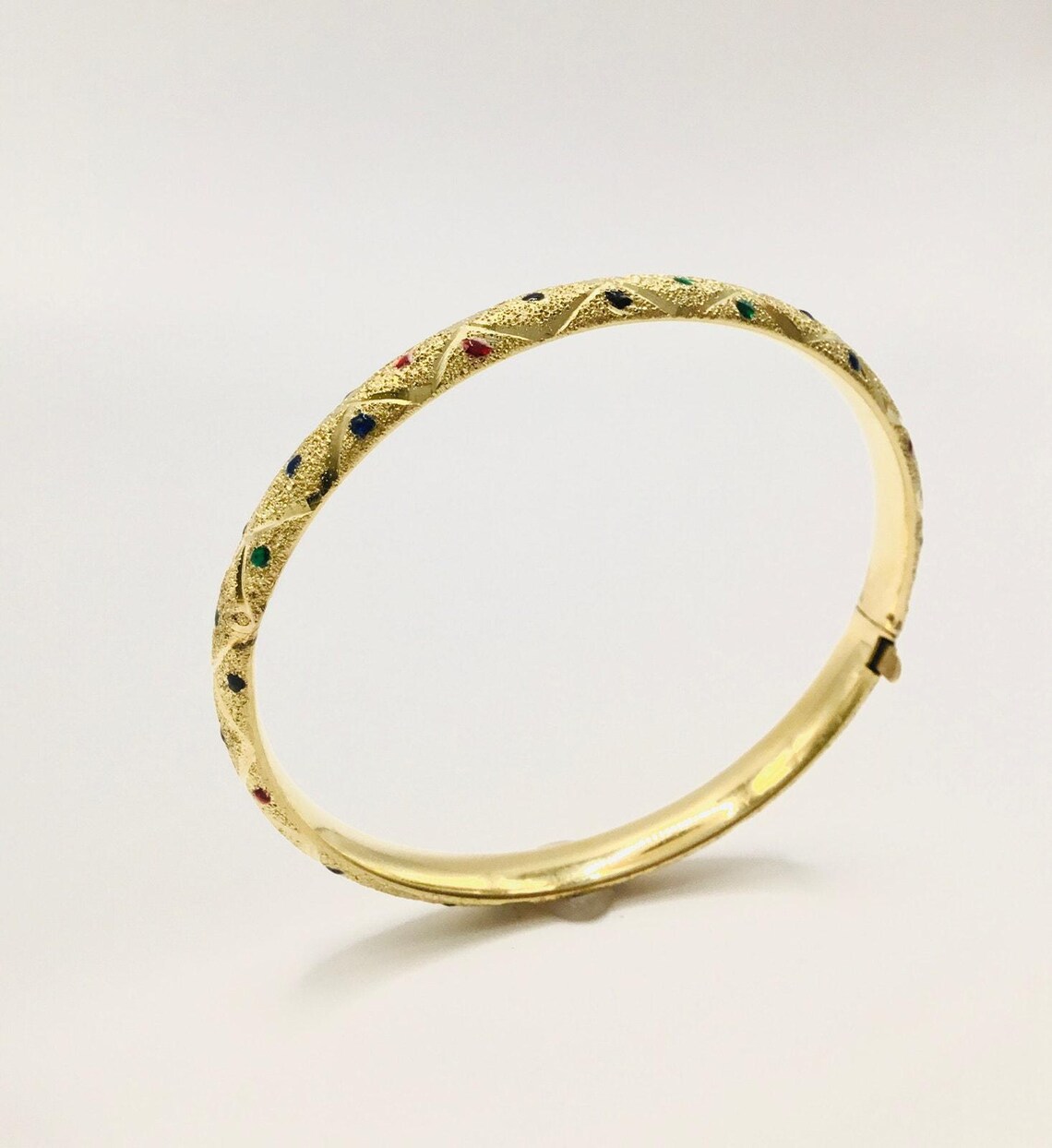 14k Yellow Gold Bracelet: Diamond Pattern Inlays, Small Wrists - Etsy