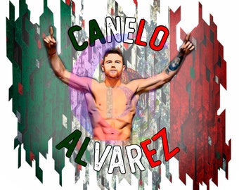 canelo DTF - canelo lvarez avec le drapeau mexicain derrière