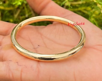 Thick Heavy Brass Bangle Bracelet – Chunky 5mm Minimalist Handmade Jewelry, Simple Chic Cuff Bangles