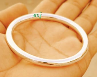 Thick Heavy Silver Bangle Bracelet – Chunky Sterling Bracelet Bangles, Solid 5mm Cuff Jewelry