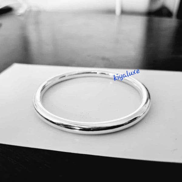 Thick Heavy Silver Bangle Bracelet, Handmade Chunky Bracelet, Christmas day gift