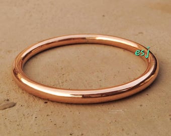 Thick Heavy Copper Bangle Bracelet: Minimalist Stackable Statement Chunky Copper Bangles