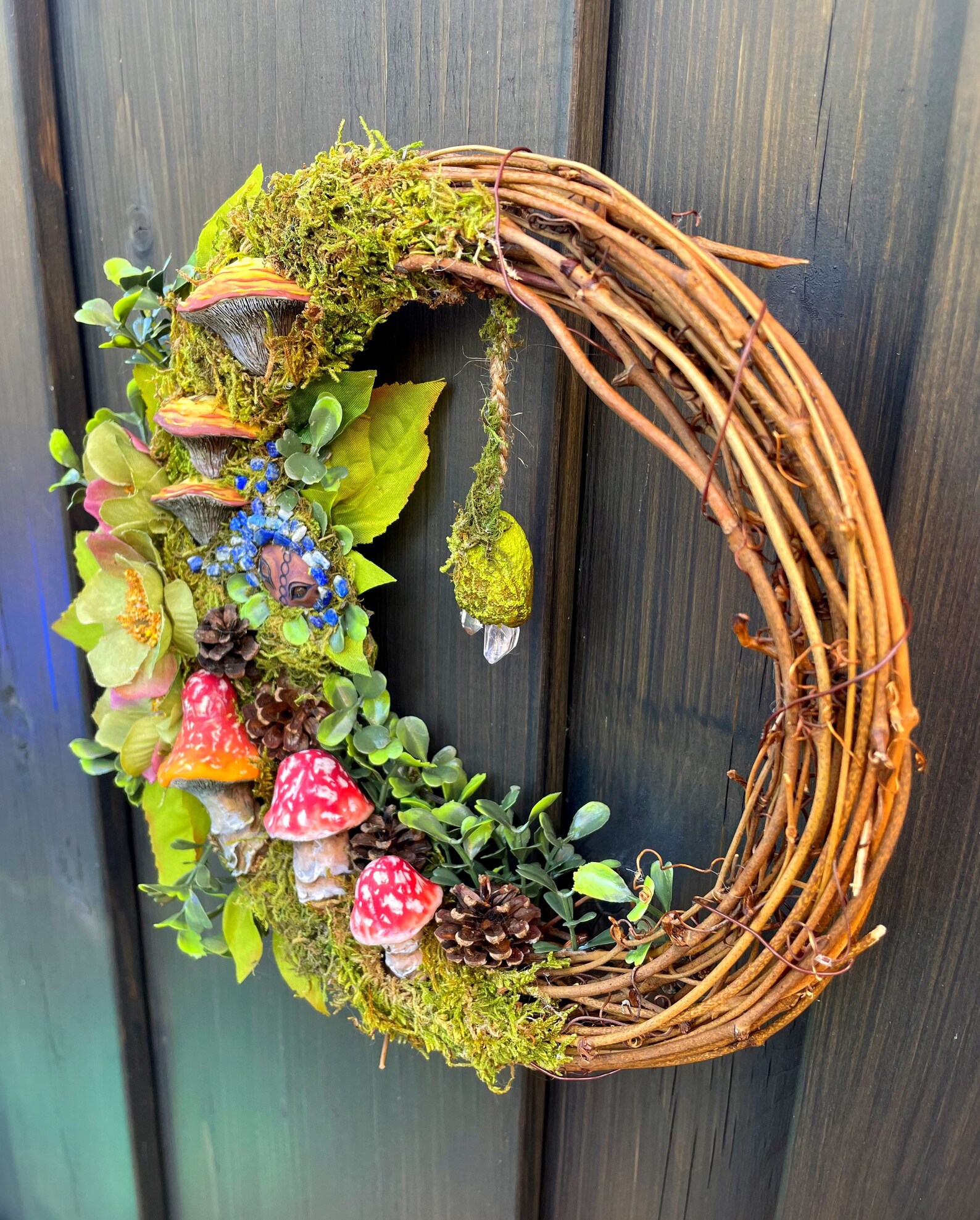 Garden Fairy Wreath Crystal Wreath Nature Wreath Flower Etsy