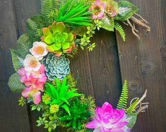 Lotus Fairy Succulent Wreath, Witchy Wreath, Christmas Wreath, Fairycore Wreath, Cottagecore Wreath