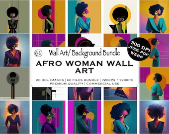 Afrowoman, Afro-American Woman, Home Decoreful, Homeful Decor, Black Woman Wallart, Instantly Downloadable, Commercialuse, Printable Fully