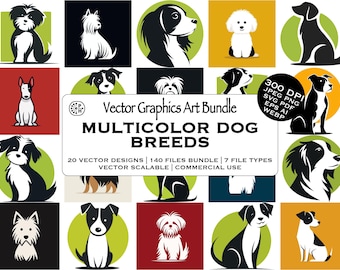 Pet SVG Bundles, Custom Logo Dog, Shihtzu Dogs, West Highland Terrier, Cavalier Spaniel, Dogs Bichon,  Vector Clipart, Commercial Use, PNG