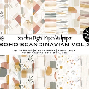 Boho Scandinavian Surface Pattern Bundle, Seamless Wallpaper Home Decor, Boho Wrapping Paper Decor, Instant Download Commercial Use, JPG PDF