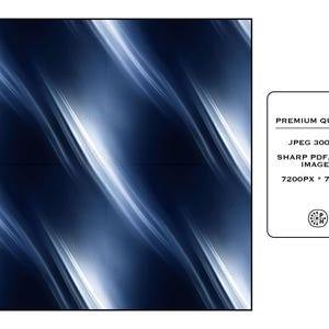 May include: Abstract digital art with a dark blue background and flowing, luminous white and blue diagonal lines. The image includes a white rectangle with the text "PREMIUM QUALITY", "JPEG 300 DPI", "SHARP PDF, WEBP IMAGES", and "7200PX * 7200PX".