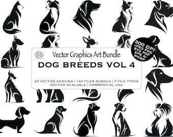 Dog Logo, Design Vector Bundle, Alaskan, Malamute, Australian Shepherd, Bernesemountain Dog, Border Colli, Instant Download, Dogs Clipart