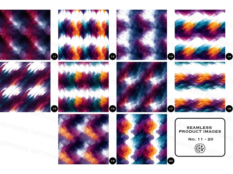 Patrones de nubes, patrones de nebulosas espaciales, nubes en tonos pastel, humo arcoíris, nubes cirros, paquete de patrones sin costuras, descarga instantánea, uso comercial. imagen 3