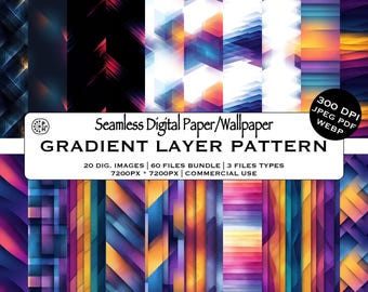 Gradient Designs, Gradient Layers, Seamless Patterns Digital 3D, Futuristic Background, Digital Product, Instant Download, Commercial Use