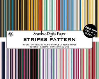 Vertical Stripes Seamless Pattern Bundle, 20 Vintage Pastel Color Patterns, Home Decor, Wallpaper, Instant Download, Commercial Use, JPG PDF