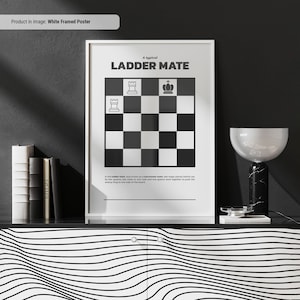 Ladder Mate - Schach Schachmatt Druck Wandkunst, berühmte Kameraden erklärt und sichtbar gemacht, Schach Spickzettel, Schachliebhaber Geschenkidee