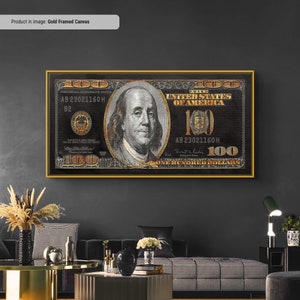 Dollar Bill - Motivating Canvas Wall Art, Investment Wall Art, Stock Trading Decor, Successful Entrepreneur Wall Decor