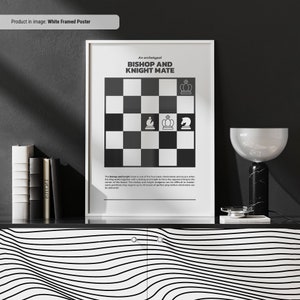 Bischof und Ritter Maat - Schach Schachmatt Druck Wandkunst, berühmte Kameraden erklärt und sichtbar gemacht, Schach Spickzettel, Schachliebhaber Geschenkidee