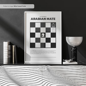 Arabian Mate - Schach Schachmatt Druck Wandkunst, berühmte Kameraden erklärt und sichtbar gemacht, Schach Spickzettel, Schachliebhaber Geschenkidee