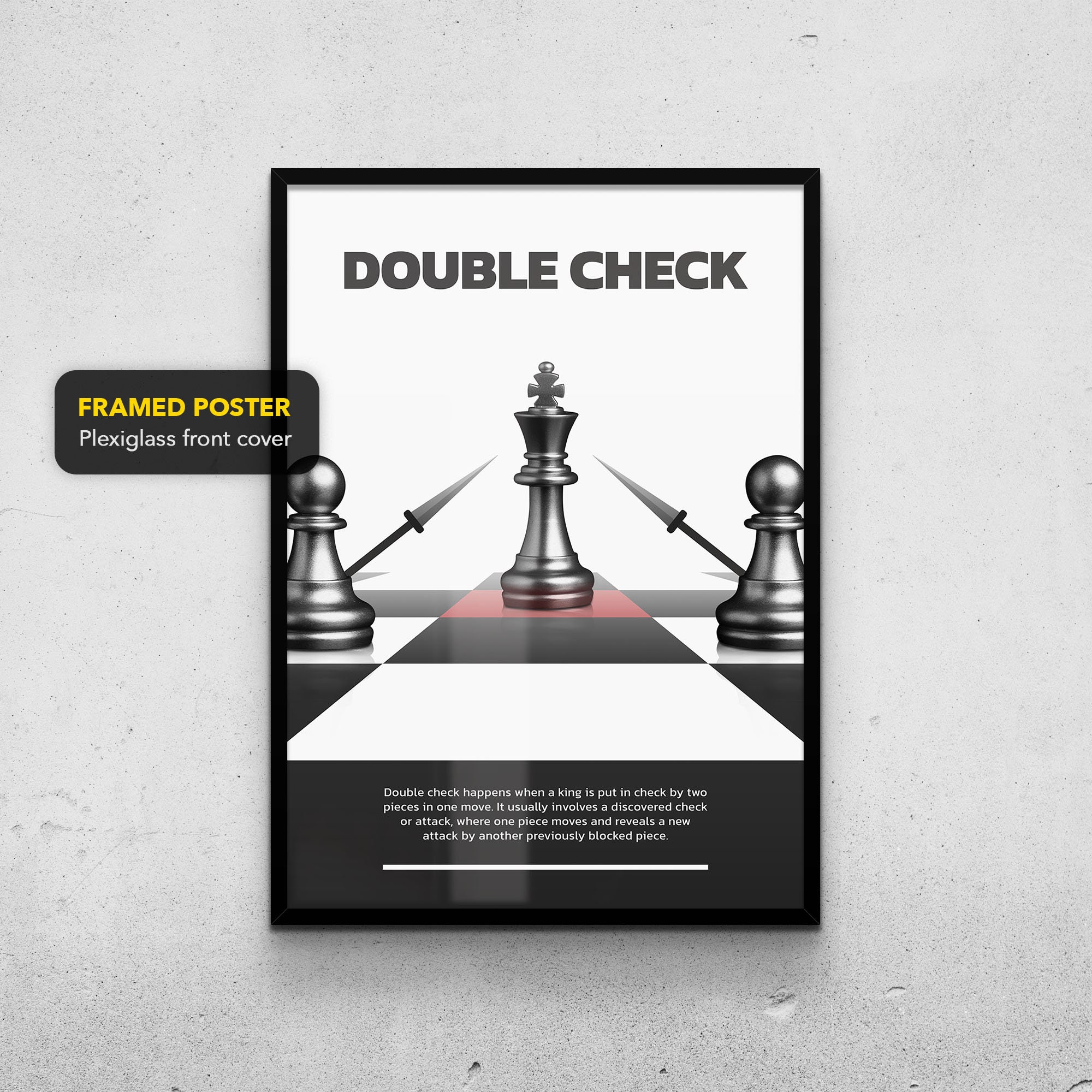 Double Check Chess Move Description Poster or Canvas Wall Art 