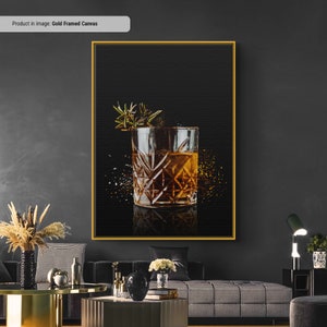 Whisky - Cocktail Wandkunst, Spirituosen Kunstdruck, Bar Leinwand Wandkunst, Coole Bar Dekoration für Zuhause, Glas Whisky Poster