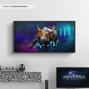 Bull of Wall Street - Motivating Canvas Wall Art, Investment Wall Art, Stock Trading Decor, Successful Entrepreneur Wall Decor