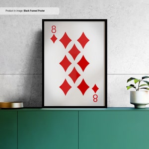 8 de diamantes - Jugando a las cartas Lienzo Arte de la pared, Impresión de cartas, Cool Man Cave o Decoración de la sala de juegos del sótano