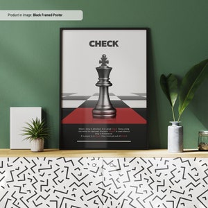 Check - Schachbegriff Kunstdruck, Schach Wandkunst, Schachterminologie für Anfänger, Geschenkidee für einen Schachliebhaber