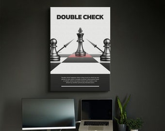Double Check Chess Move Description Poster or Canvas Wall Art 