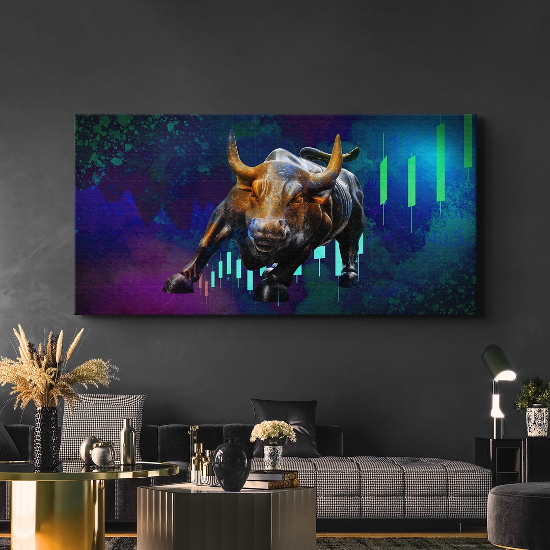 bull & bear digital prints, stock market art, wall... Bull of Wall Street Bull Vs Bear Stock Market Art Print - Etsy UK