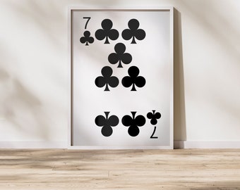 7 of Clubs Playing Card Wall Art – Poker Game Room Decor