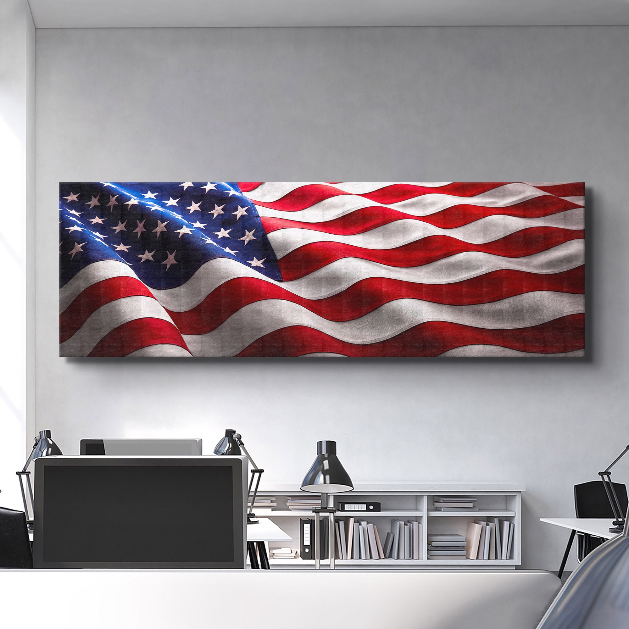 Large Art, or US Office Poster, Wall American, USA Flag Decor Flag Patriotic Etsy American Wall - Print, Flag Canvas for Proud Home