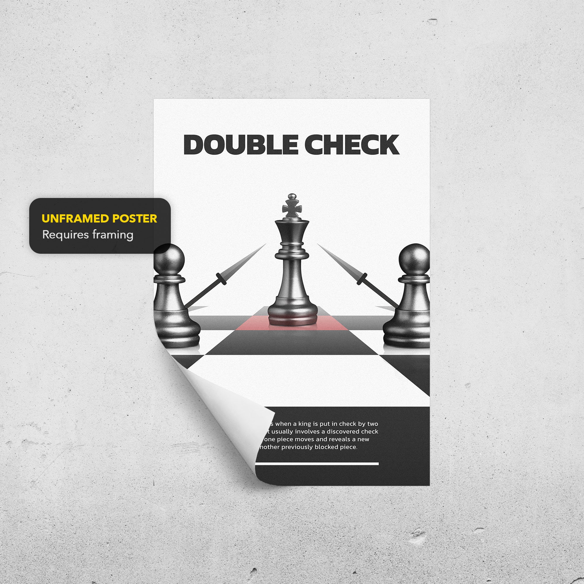 Double Check Chess Move Description Poster or Canvas Wall Art 