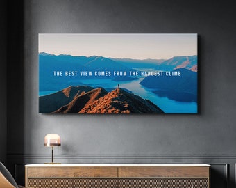 Motiverende canvasprint - bergzicht, inspirerende muurkunst