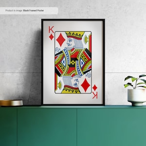 Roi de carreau - Art mural sur toile de cartes à jouer, impression de cartes à jouer, décoration cool des cavernes ou de la salle de jeux du sous-sol