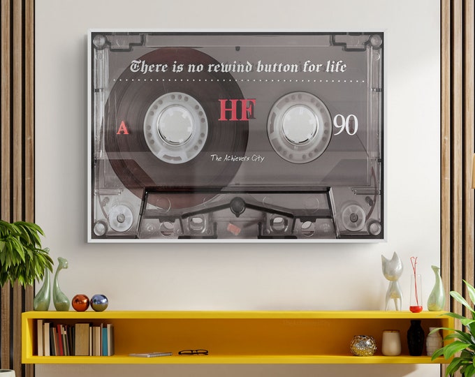 There Is No Rewind Button for Life - Motivating Wall Art, Bold Motivational Quote Canvas, Trendy Inspirational Print, Motivate Yourself