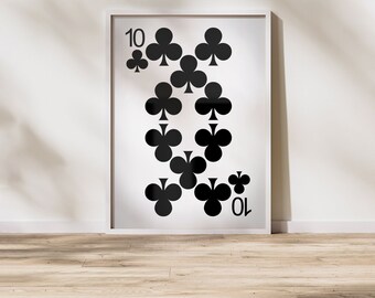 10 of Clubs Print – Vintage Playing Card Wall Art