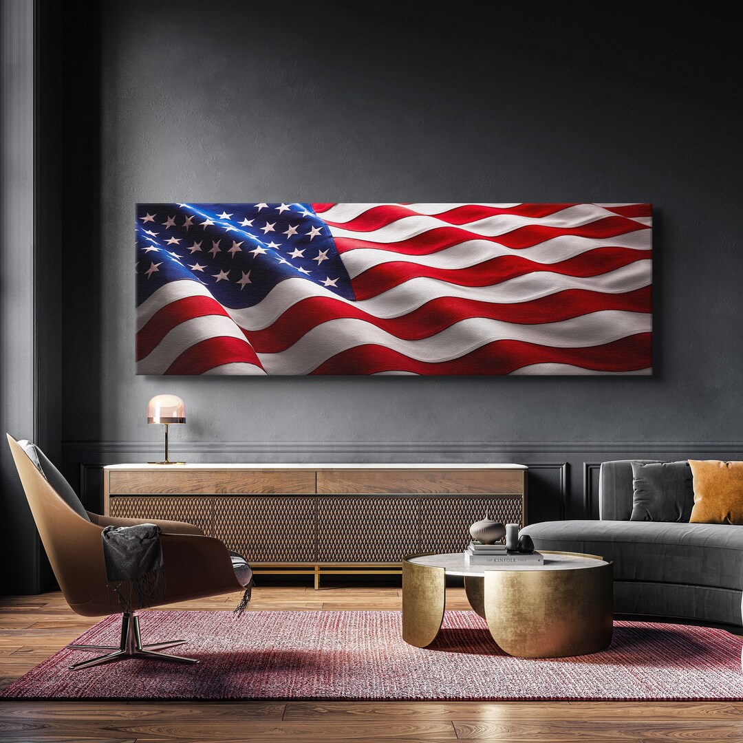 US Flag Panorama Canvas/poster Art Large American Flag Print Etsy