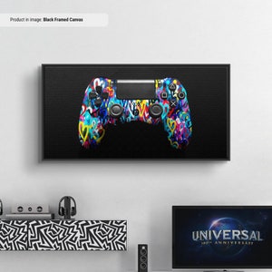 Graffiti - Game Controller Wall Art, Cool Video Game Room Decor, Classic Gaming Print, Gifts For Gamers, Gamepad Canvas Art
