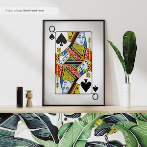Rainha de Espadas - Arte de parede de cartas de jogar, impressão de cartas de jogo, decoração de sala de jogos de caverna ou porão legal
