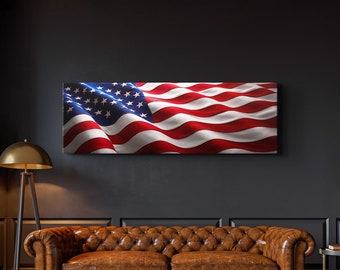 US Flag - Patriotic Canvas Wall Art, Large American Flag Wall Art Print, Patriotic Wall Decor, Proud to Be American