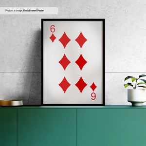 6 of Diamonds - canvas muurkunst speelkaarten, speelkaartafdruk, Cool Man Cave of Kelder Game Room Decor
