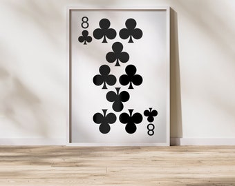 Karta do pokera ósemka trefl – grafika do pokoju gier Man Cave