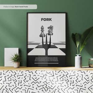 Fork - Schachbegriff Kunstdruck, Schachwandkunst, Schachterminologie für Anfänger, Geschenkidee für einen Schachliebhaber